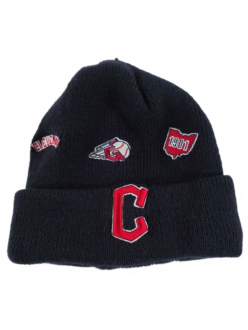 New Era Cleveland Indians Beanie Unisex Navy Blue Red Embroidered Winter Hat